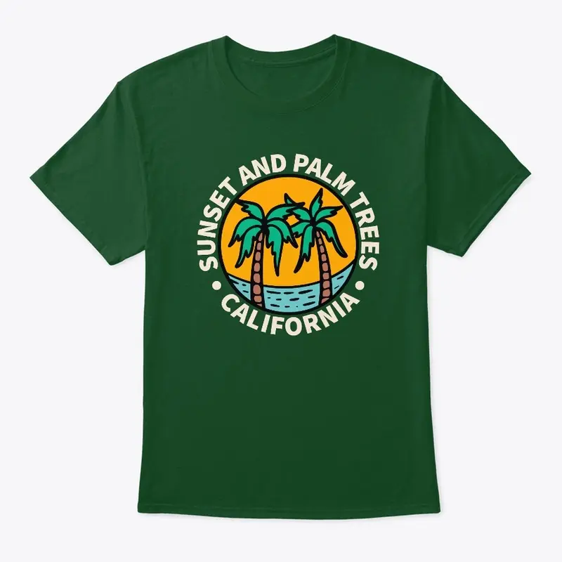 Sun Set and Palm Trees California-Tshirt