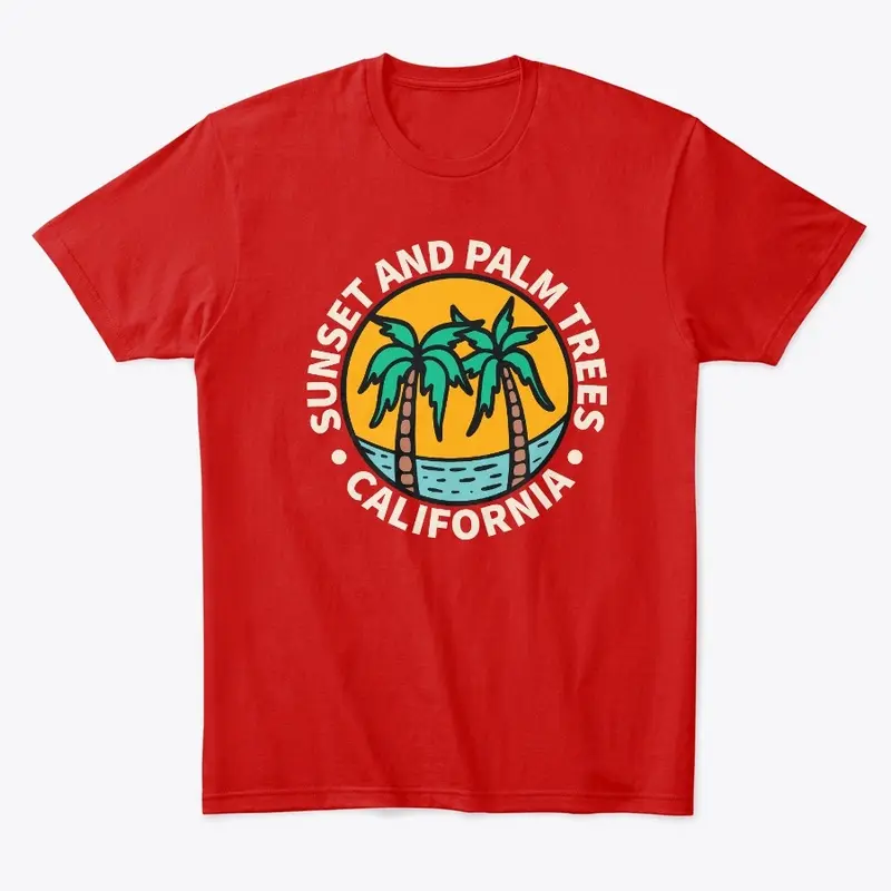 Sun Set and Palm Trees California-Tshirt